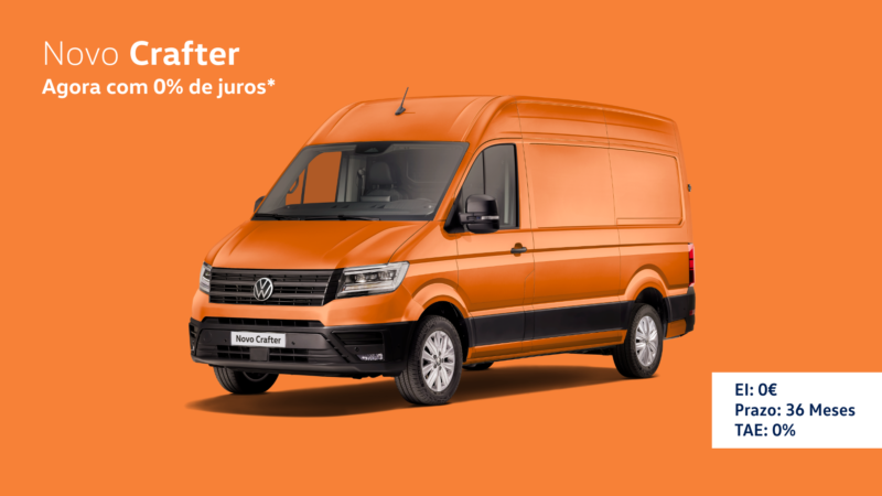 Aqui está a estrutura para a landing page da campanha do Volkswagen Crafter no website da Auto Maran: Novo Crafter – Agora com 0% de Juros